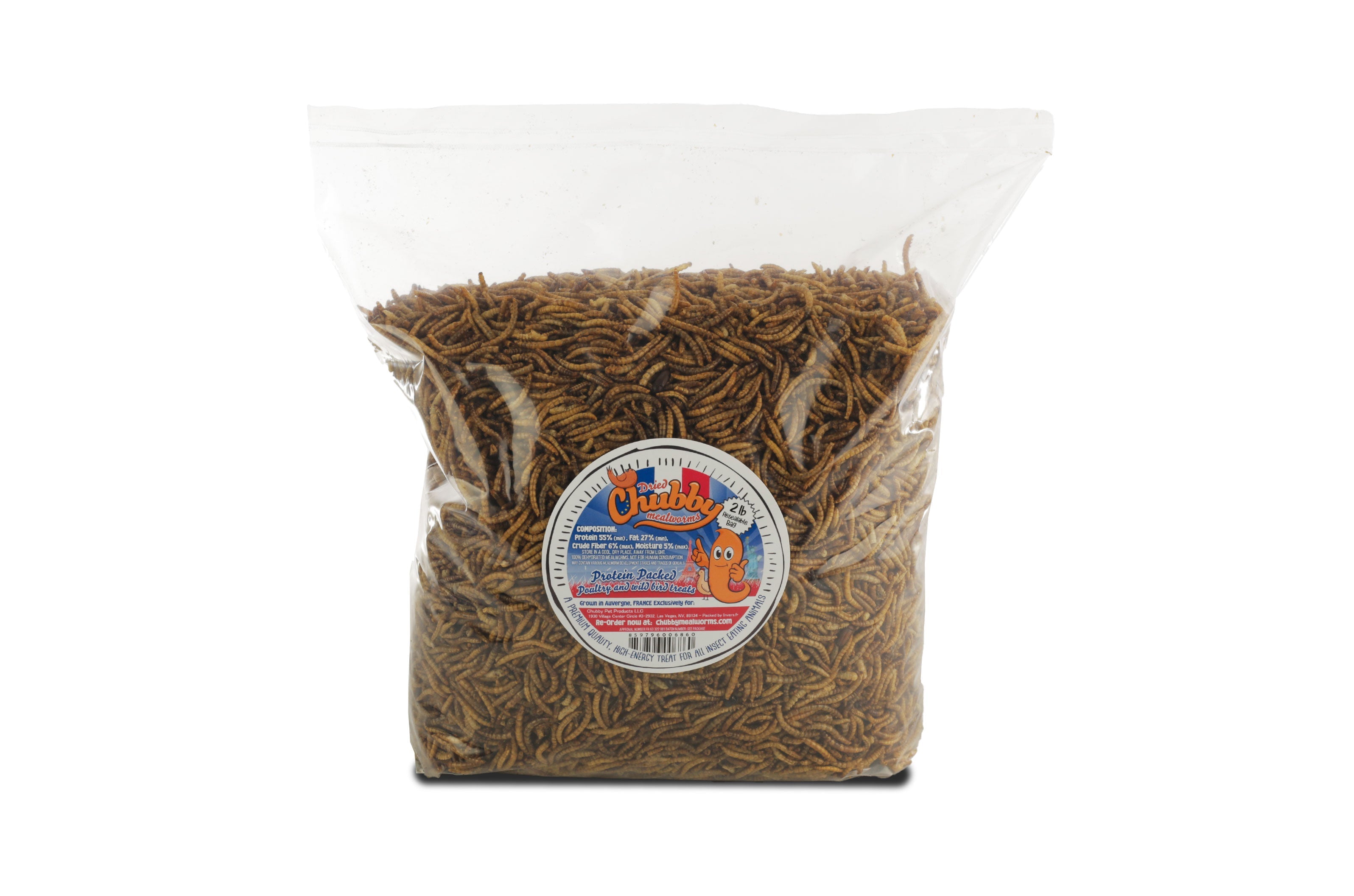 2lb French Grown Chubby Dried Mealworms (Non-GMO)